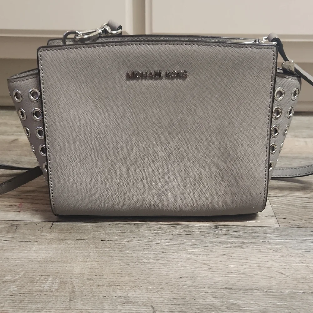Michael Kors Silver Crossbody Bag with Studded Sides